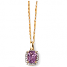 Amethyst  Diamond Gold Necklace 